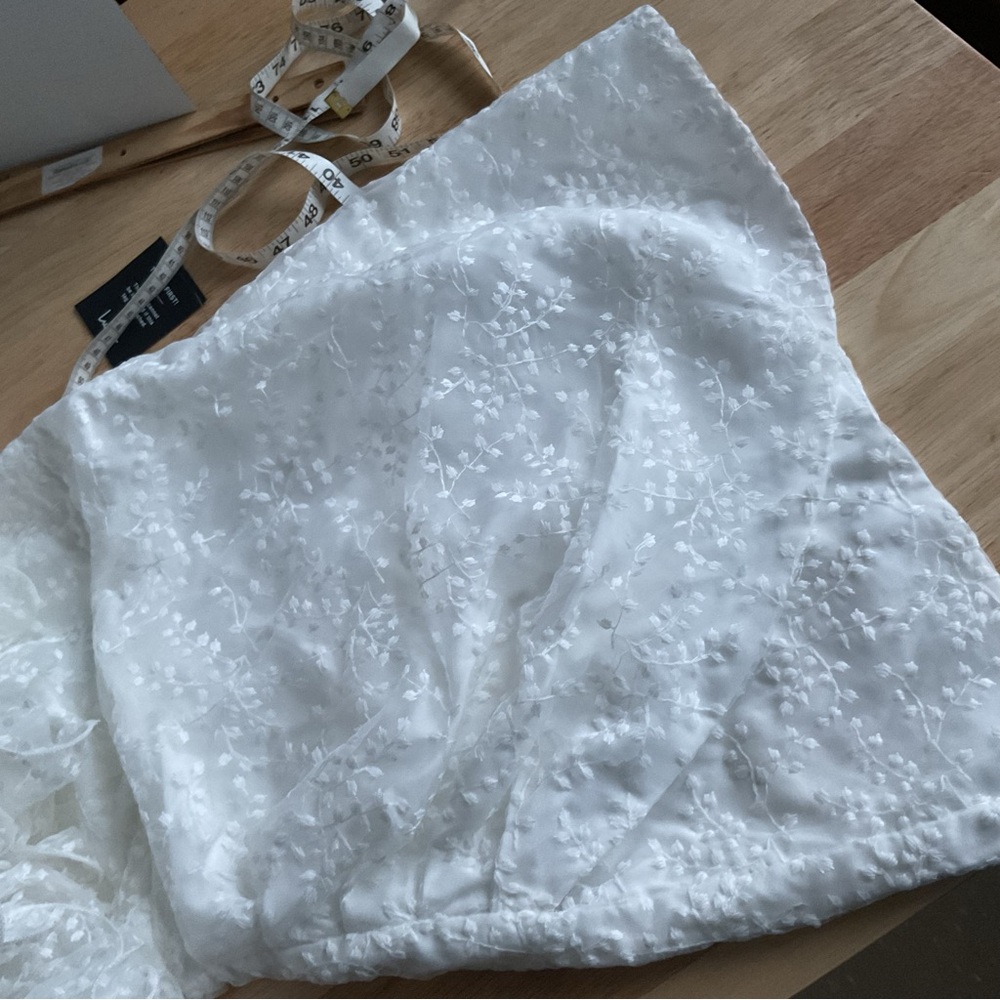 Lulus Angelic Trend White Embroidered Ruffled One Shoulder Mini Dress Sm Wedding - Picture 8 of 13